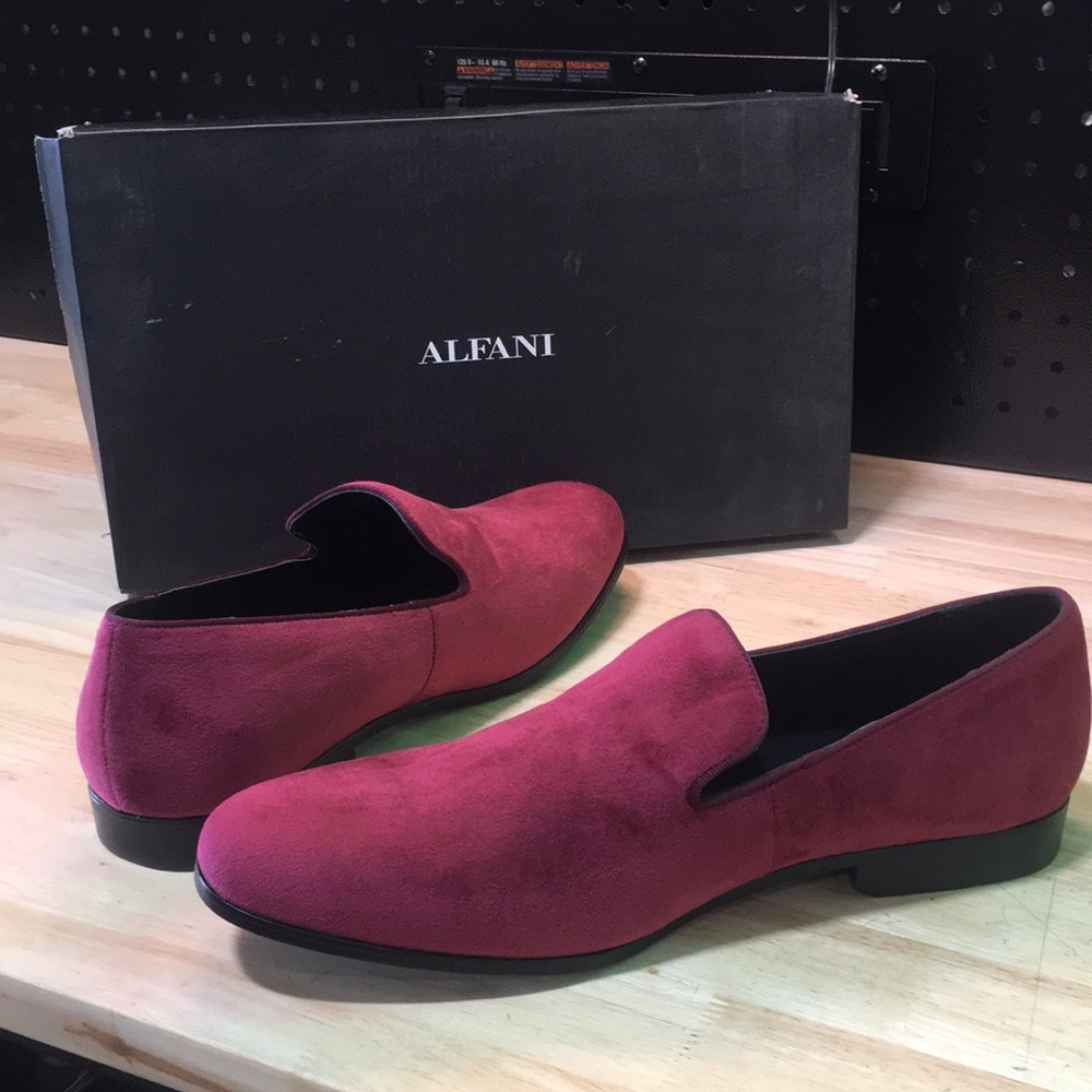 New‎ WB Alfani Men's Burgundy Suede Slip-On Loafers